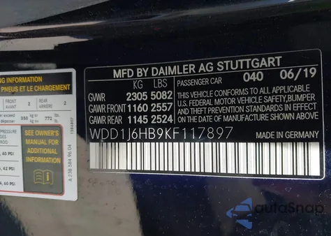 2019 Mercedes-Benz E 450 from USA, damaged, VIN WDD1J6HB9KF117897